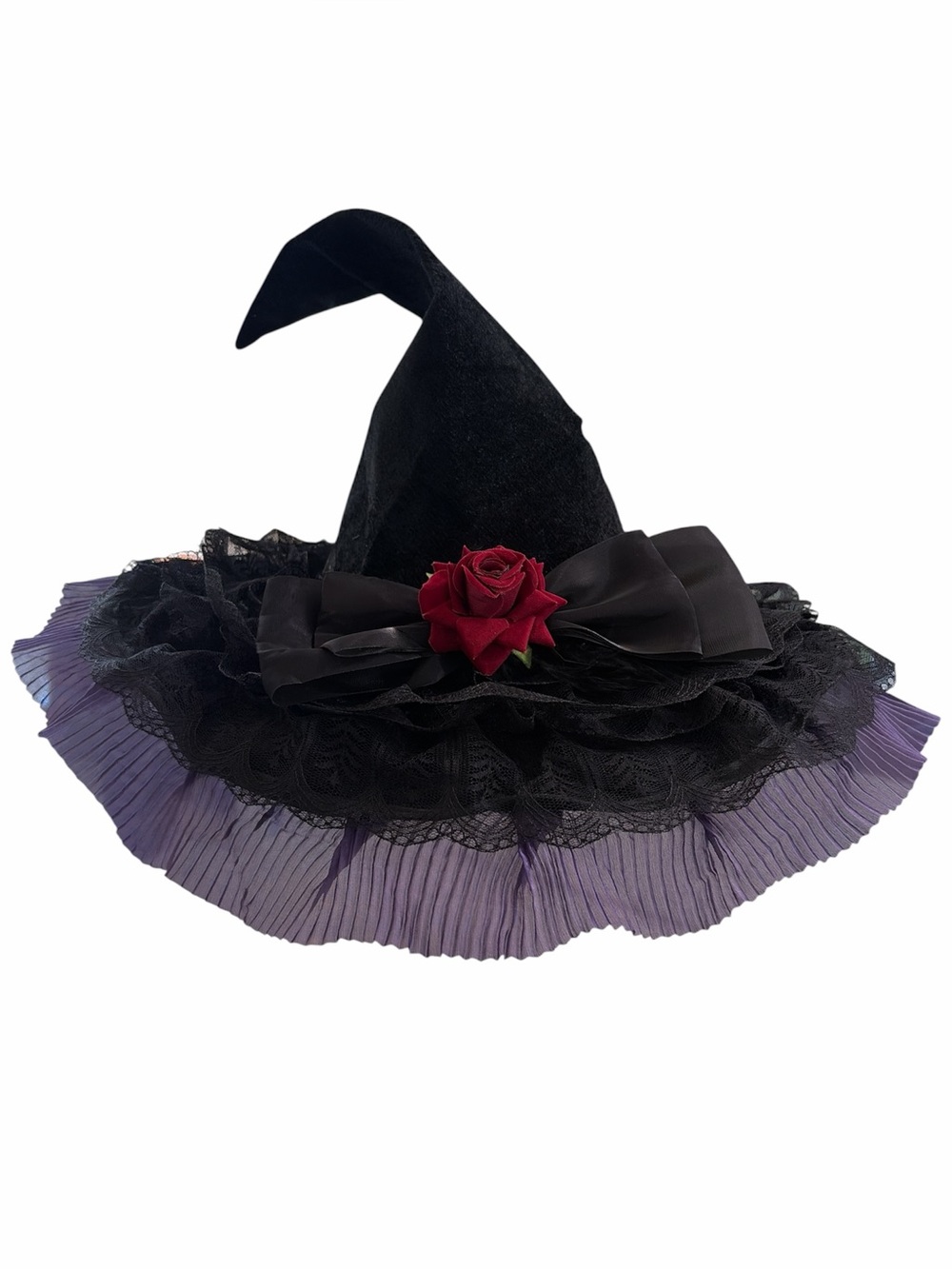 Which hat Halloween pointed fleece lace purple NWOT